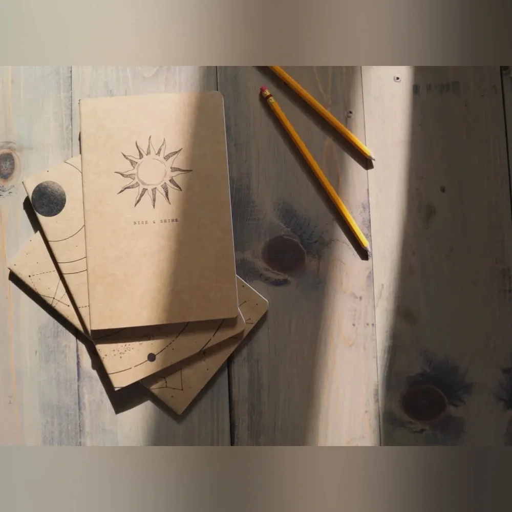 Set of Three Kraft Notebooks 5.25 x 8.25” Celestial Designs Science Astronomy
